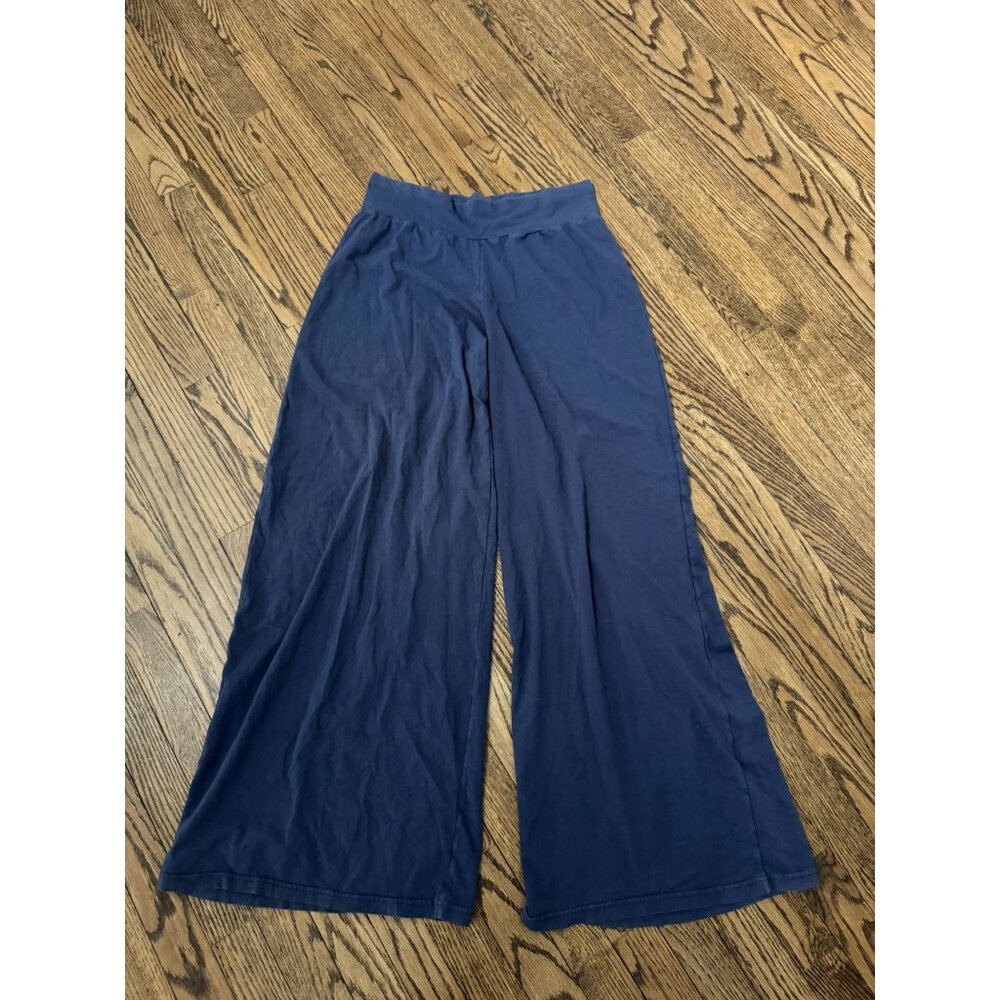 LABO.ART Blue Cotton Wide Leg Cropped Pants Large